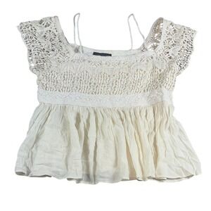 American Eagle Lace Cream crop top Women's‎ Blouse size small